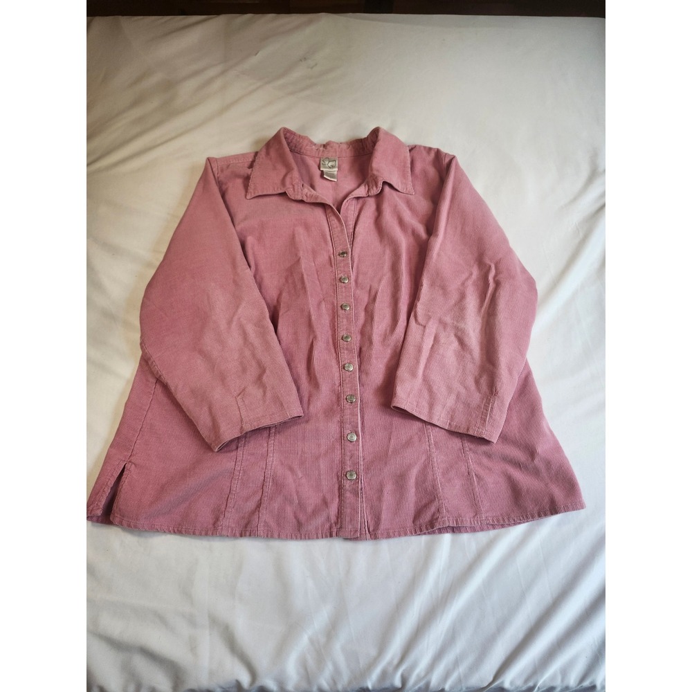 White Stag Pink‎ Corduroy Button Down Shirt Womens 18/20W Cotton Blouse Top